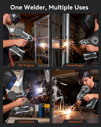 PLOWIC 2 in 1 MIG and Stick Welder: 250A Handheld Portable Welding Machine, 110V Gasless Flux Core Wire Feed Welder & MMA ARC Welder Gun, 3.97lb w/LCD Display, for .032"/.040" Wire and 3/32"-1/8" Rod