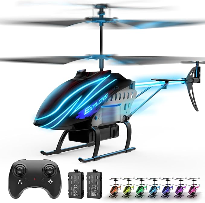 RC Helicopter Remote Control Helicopter for Kids with 30Mins Flight(2 Batteries) 7+1 LED Light Modes Altitude Hold RC Toys for Boys Girls