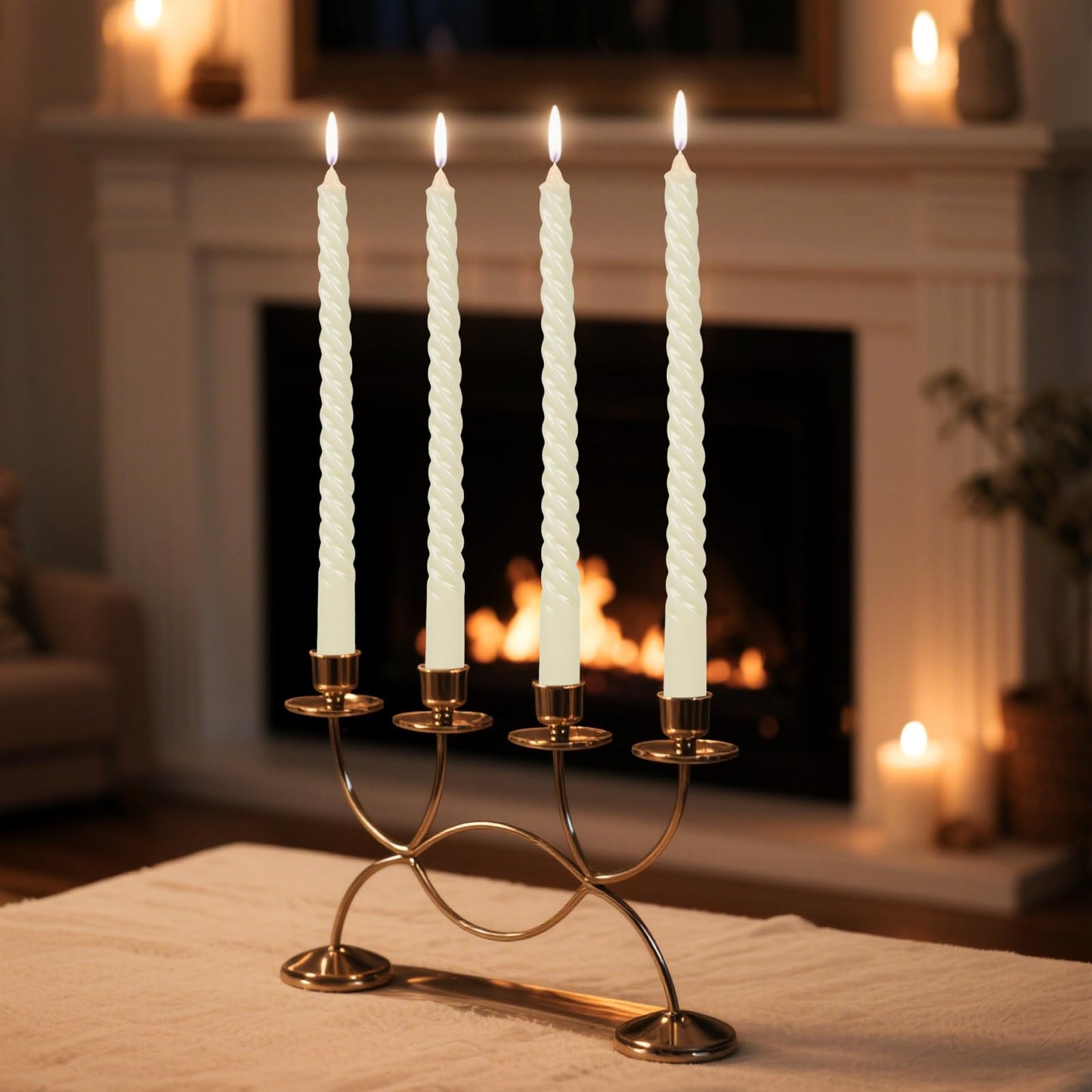Tobeape 12 Pack 10 Inch Tall Ivory Spiral Taper Candles, Unscented Dripless Twisted Wax Cream Candles for Holiday Celebration Wedding Birthday Party Display Home Decor - 8 Hour Long Burning