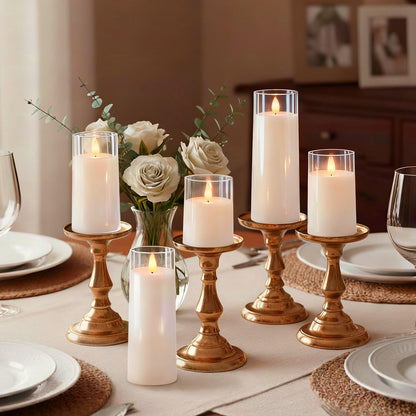 Raycare Flameless Candles Battery Operated with Remote Timer, Acrylic Flickering LED Pillar Candle for Valentine's Day, Home Decor, Gift for Family and Friend, White, Set of 5
