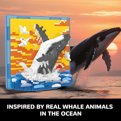 Whale Animal 3D Wall Art Micro Mini Building Blocks Set Unique Home Wall Decor or Table Display Ideal Gift Toy for Adults &amp Boys Girls 14+ (1495 PCS)