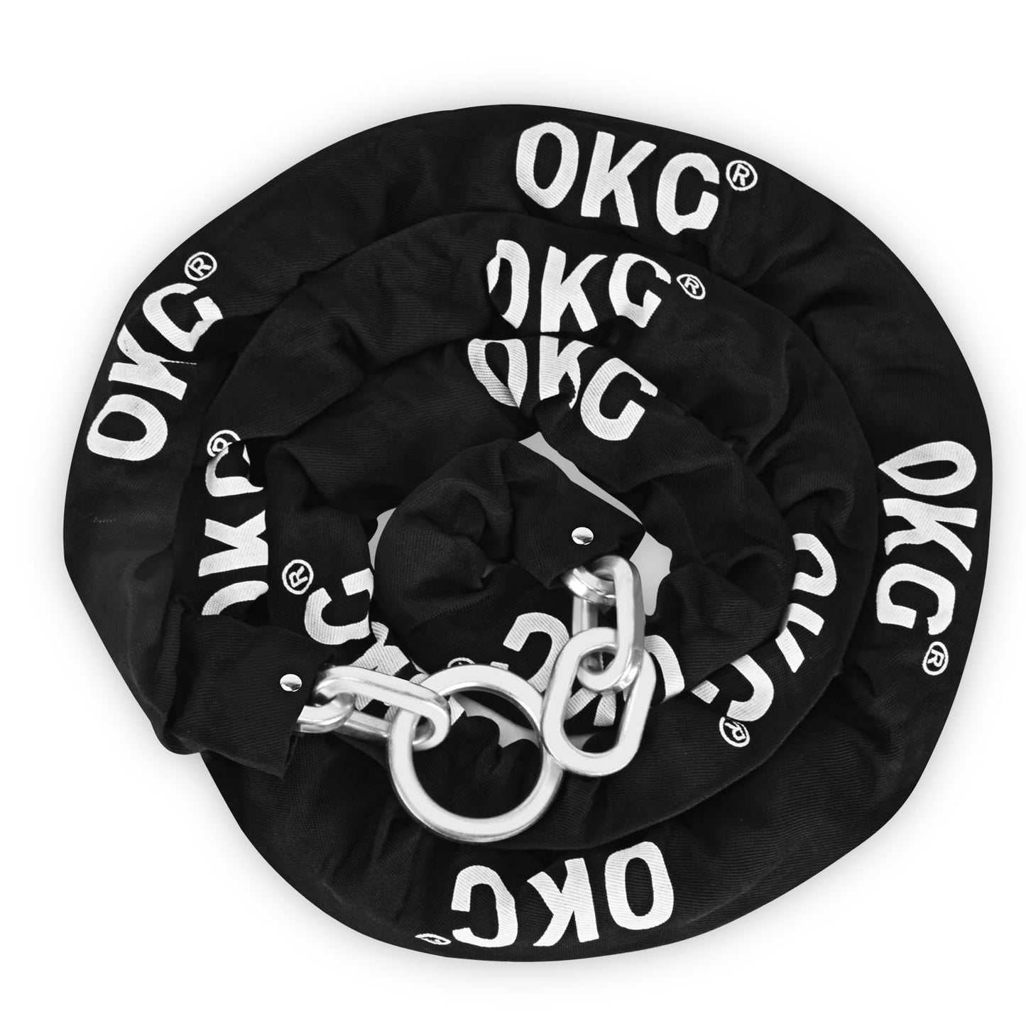 OKG Extra Long Security Chain - 10-Foot x 3/8" Thick Heavy Duty, Eco-Zinc Plated - Uncuttable for Outdoor & Indoor Use - Bike & Motorcycle Lock Chain - For Two+ 2-Wheeled Vehicles