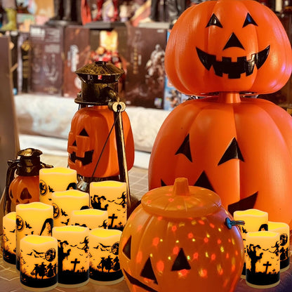Aamdkcyu 12-Pack Waterproof Flameless LED Candles - Remote Control & Timer, Dimmable Flickering for Halloween Decor Indoor/Outdoor, Haunted House, Party, Graveyard
