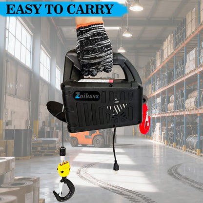 Zoihanx 3-in-1 Electric Portable Hoist Winch,1500W Portable Power Winch Crane with Wire and Wireless Remote Control, 328FT Wireless Remote Control Range,for Garage, Factory, Warehouse, Balcony