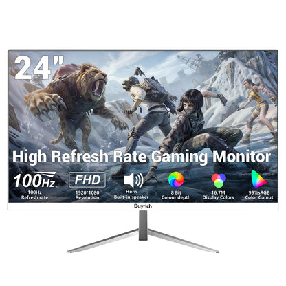 BUYRICH 24 Inch FHD 1080P 100Hz Computer Monitor, Built-in Speakers,VA Panel with 3000:1 Contrast, AMD FreeSync, HDMI Ports, HDR & Low Blue Mode, Ergonomic Tilt for Home Office