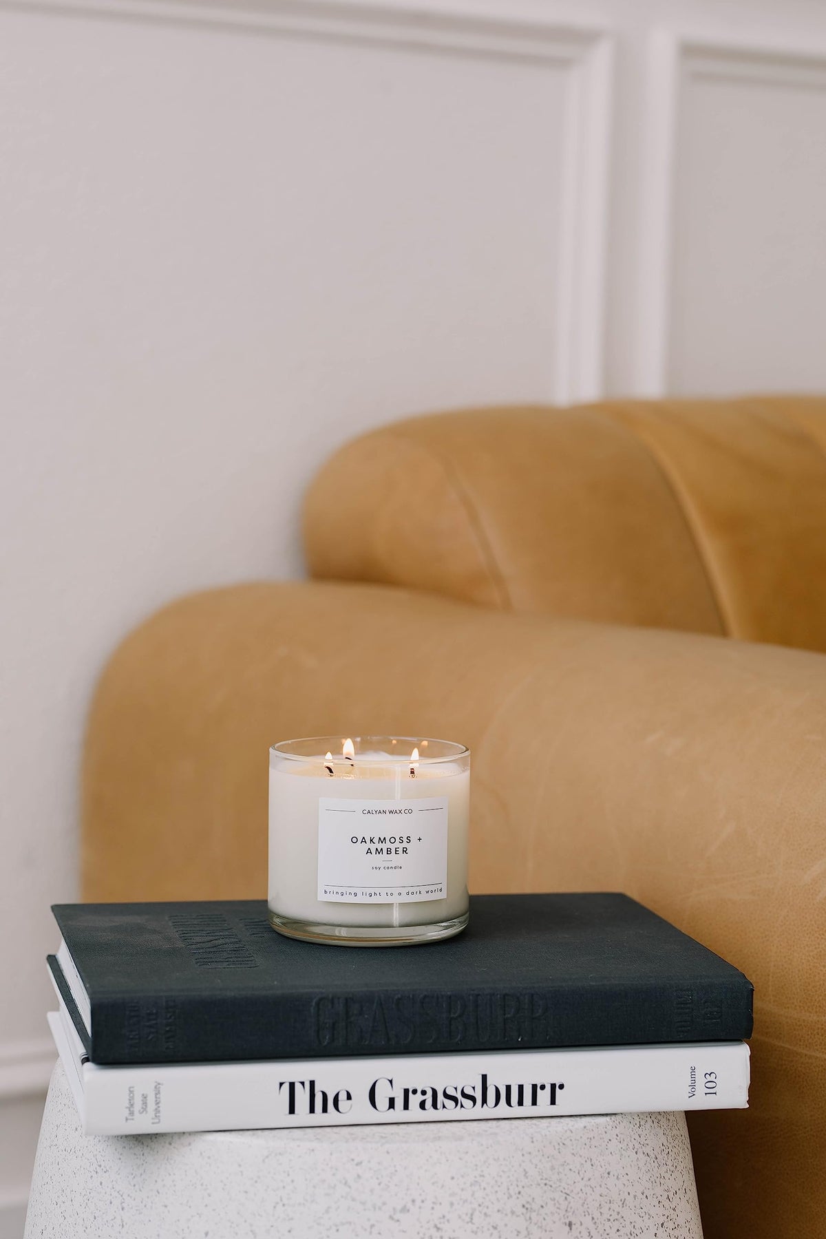 Calyan Wax Co. Apples & Maple Bourbon 3 Wick Scented Candle - 43 Hour Burn - Luxury 3 Wick Soy Candles - Clean Soy Wax Candles - Long Lasting Large Glass Jar Candle for Home - 14.9oz