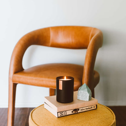 Calyan Wax Co. Redwood & Vanilla Scented Candle - 75 Hour Burn - Luxury Clean Soy Wax Candles - Long Lasting Black Tumbler Jar Candle for Home - 10.2oz