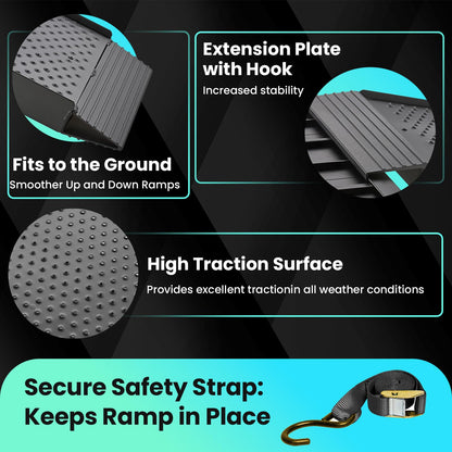 KOLOTOOL 7.5FT Aluminum Truck Ramps, 1500lbs Capacity Folding Loading Ramps, 2 PCS Heavy Duty ATV Ramps for Pickup Trucks, Trailers, Mowers, UTV & Motorcycles, with Load Straps and Carry Handle
