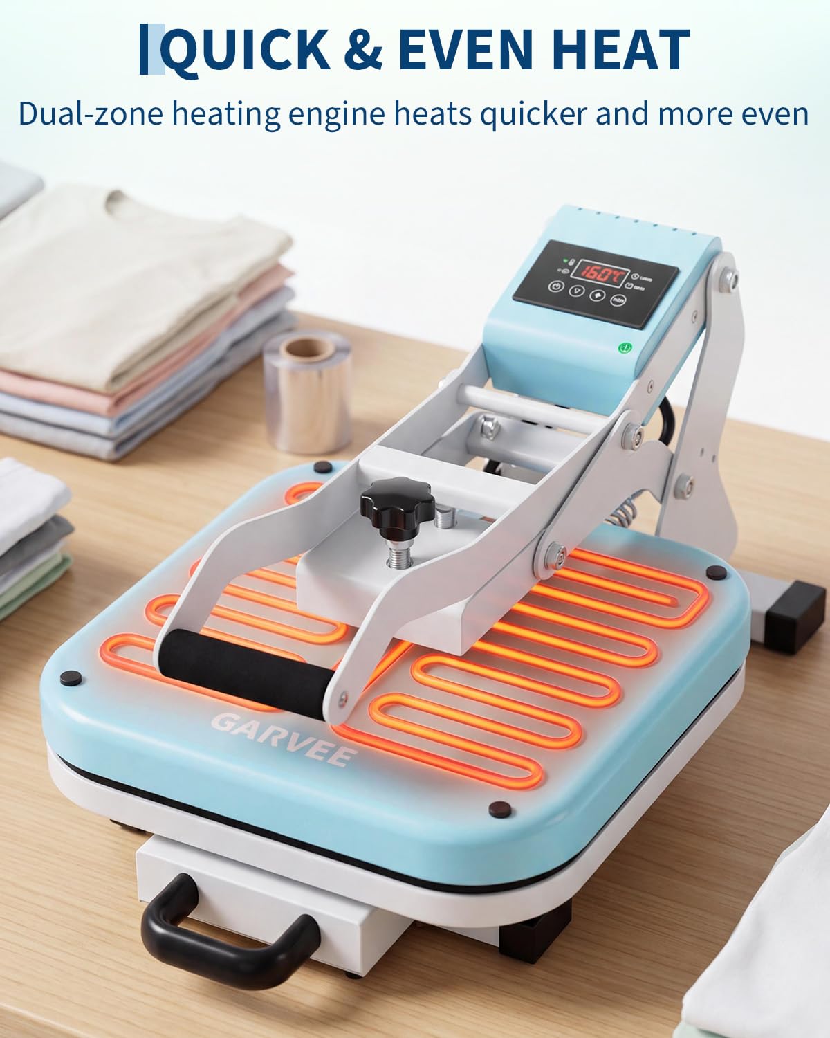 Garvee Heat Press 15x15, High Pressure Heat Press Machine for t Shirts, Slide Out Professional Heat Press for Sublimation, Vinyl, Industrial Digital Heat Transfer Machine for t-Shirt