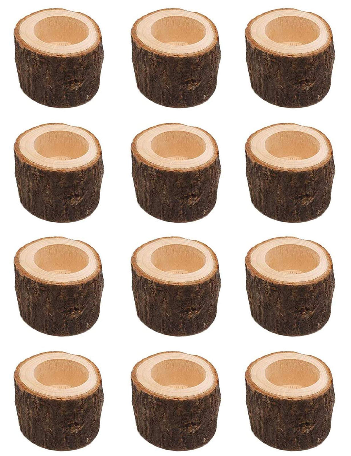 Yikko Tea Light Candle Holders, Personalized Wooden Votive Tealight Holders for Wedding Centerpieces for Table, Halloween |Christmas Party |Valentine's Day |Home Decoration - 12pcs (2.36Wx1.65H)
