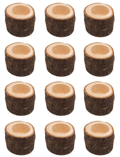 Yikko Tea Light Candle Holders, Personalized Wooden Votive Tealight Holders for Wedding Centerpieces for Table, Halloween |Christmas Party |Valentine's Day |Home Decoration - 12pcs (2.36Wx1.65H)