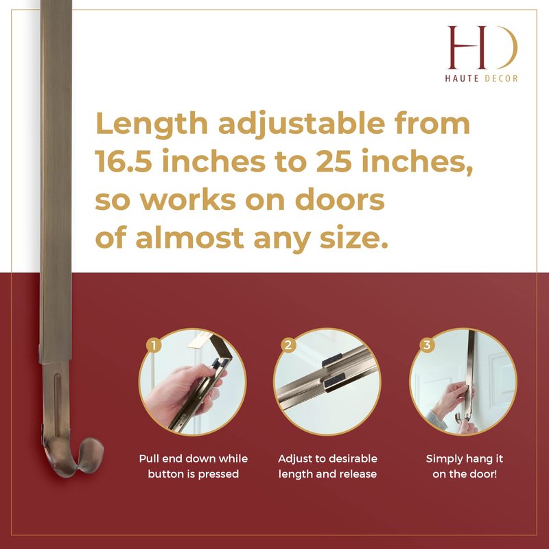 Haute Decor Adjustable Length Wreath Hanger - 20 Lb. Capacity