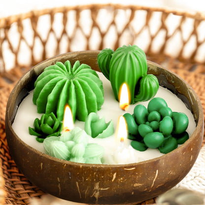Conelist Succulent Cactus Scented Candle 5.9'' Coconut Scent for Home Wedding Spa Baby Shower Party
