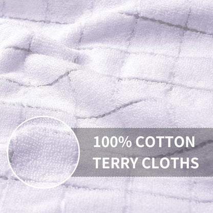 Homaxy 100% Cotton Terry Kitchen Towels(White, 13 x 28 inches), Checkered Designed, Soft and Super Absorbent Dish Towels, 4 Pack