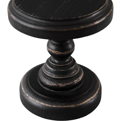 SOFE Black Wood Display Riser, Rustic Small Pedestal Stand/Planter Stands, Tray Holder for Decor, Unique Wooden Base 7 Inches Tall for Mini Items, Candle, Figurine