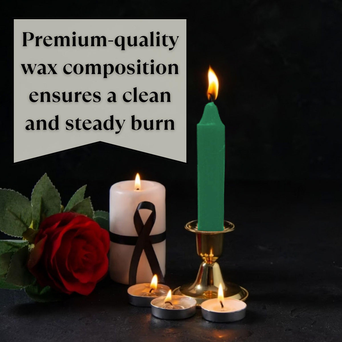 Vrinda® Set of 20-4" Mini Chime Ritual Spell Unscented Taper Candles – Ideal for Chime/Altar/Spell Work (Green)