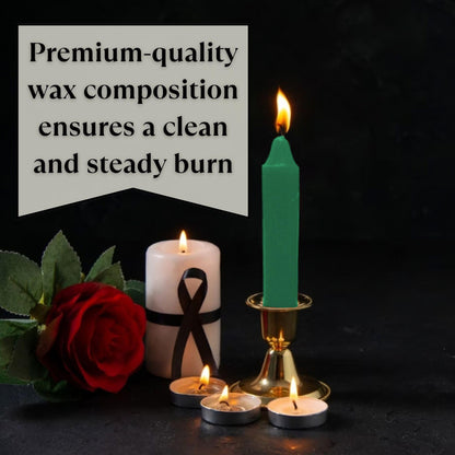 Vrinda® Set of 20-4" Mini Chime Ritual Spell Unscented Taper Candles – Ideal for Chime/Altar/Spell Work (Green)