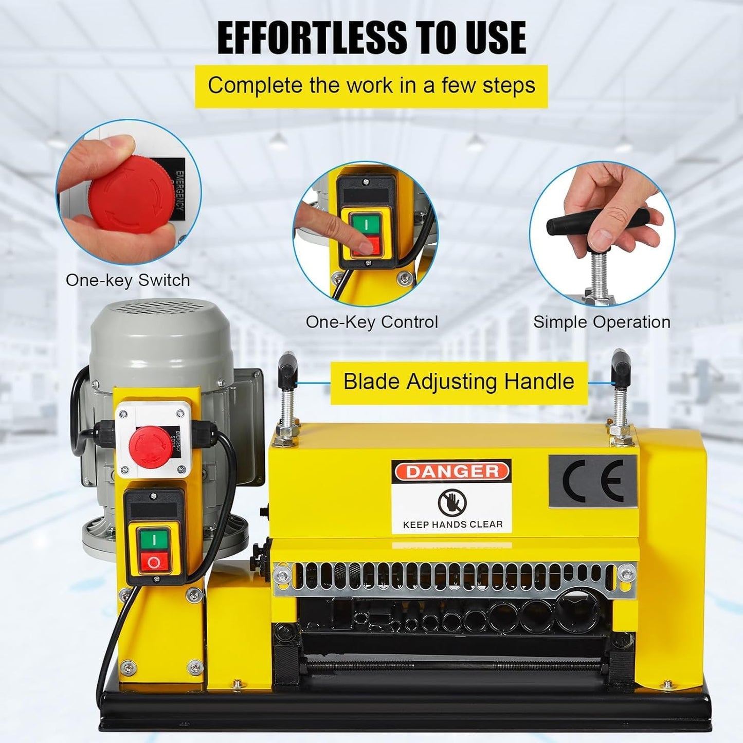 Wire Stripping Machine 0.06 inch -1.5 inch, 370w Portable Powered Wire Stripper Machine, 11 Channels 10 Blades & 65ft/minute, Automatic Wire Stripping Tool for Recycling Copper Wire