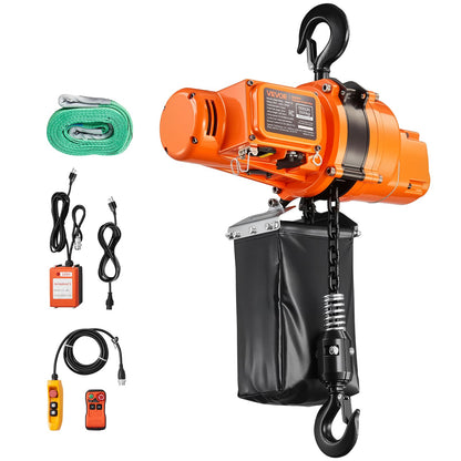 VEVOR 1100 lbs Electric Chain Hoist, 20ft Lifting Height, 120V 60Hz Single Phase Overhead Crane w/ 328ft Wireless & 15ft Wired Remote Control, Power Electric Hoist for Factories, Warehouses, Garages