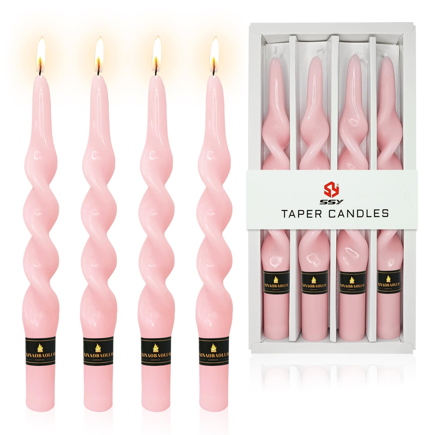 Unscented Taper Candle Pink Candlesticks 4 PCS Candle Stick Candle for Christmas Dinner Household Wedding Party Home Décor Candlesticks