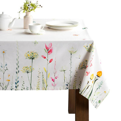 Maison d' Hermine Table Cloth Rectangle Table 100% Cotton 60 x 90 Inches Tablecloth Reusable Decorative for Dining Kitchen Room Farmhouse Home Gifts for Mothers Day Spring Summer - Botanical Fresh