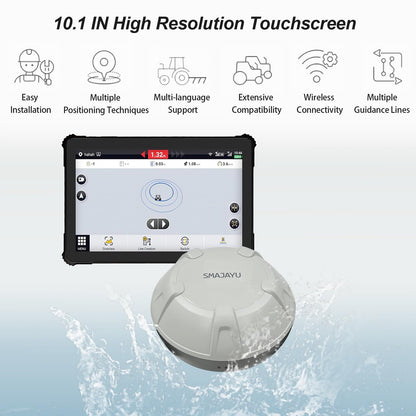 SMA10 Tractor GPS Guidance System for Agriculture, Precision Farming Navigation System with PPP and SBAS, 10cm Accuracy by PPP, 2.5cm by RTK High Accuracy Anti-Interference GNSS Antenna