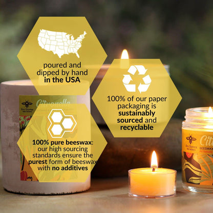 Big Dipper Wax Works Citronella Candles Outdoor, 6 Citronella Tealight Candles, Beewax Candles