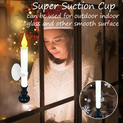 brianvikey Christmas Window Candle Light, Black Base, Battery Powered Candle 9 "Flashing LED Light, Automatic Timer (6 Turn 18 Hour Timer), Window Table Party Decoration