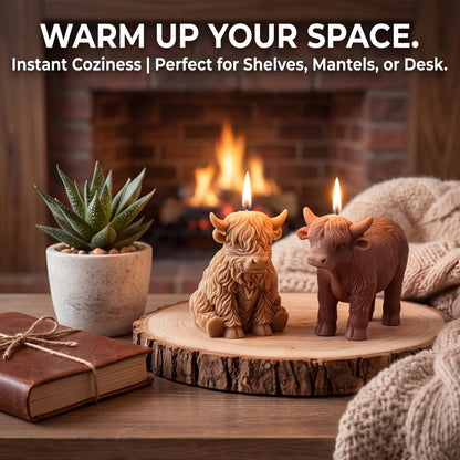 Nuanchu 3 Pcs Highland Cow Candles Decoration Handmade Farm Animal Candle Cute Scottish Cow Lovers Gift Scent Farmhouse Rustic Animal Candle Mantel Table Centerpiece Spring Home Decoration