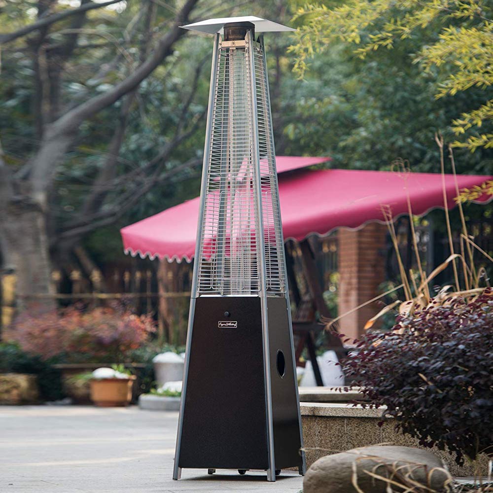 Patio Heaters for Outdoor Use, 40000 BTU Outdoor Heaters for Patio with Wheels, Quartz Glass Tube Outside Heater for Deck Backyard Commercial, Hammered Black
