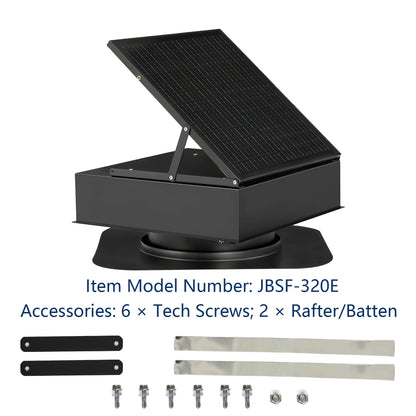 Fnova 35W Solar Attic Fan, 2200 CFM Solar Roof Vent Fan with Auto Temp Control, Powerful Brushless Motor for Cooling Attic, Garage, Shed, Greenhouse up to 1000 sq.ft, Only Fan