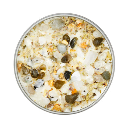Full Moon Candle by New Moon Beginnings - Purification & Cleansing Candle - Crystal and Herb Candles - Aromatherapy Candles - soy candle, 8 Ounce Metal Tin