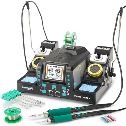 YIHUA 982D-II 2-IN-1 Digital Soldering Iron Kit, Precision Soldering Station with C210 and C245 Precision Soldering Iron, Auto Calibration, Adaptive Display, PID Temperature Control, Rapid Heating