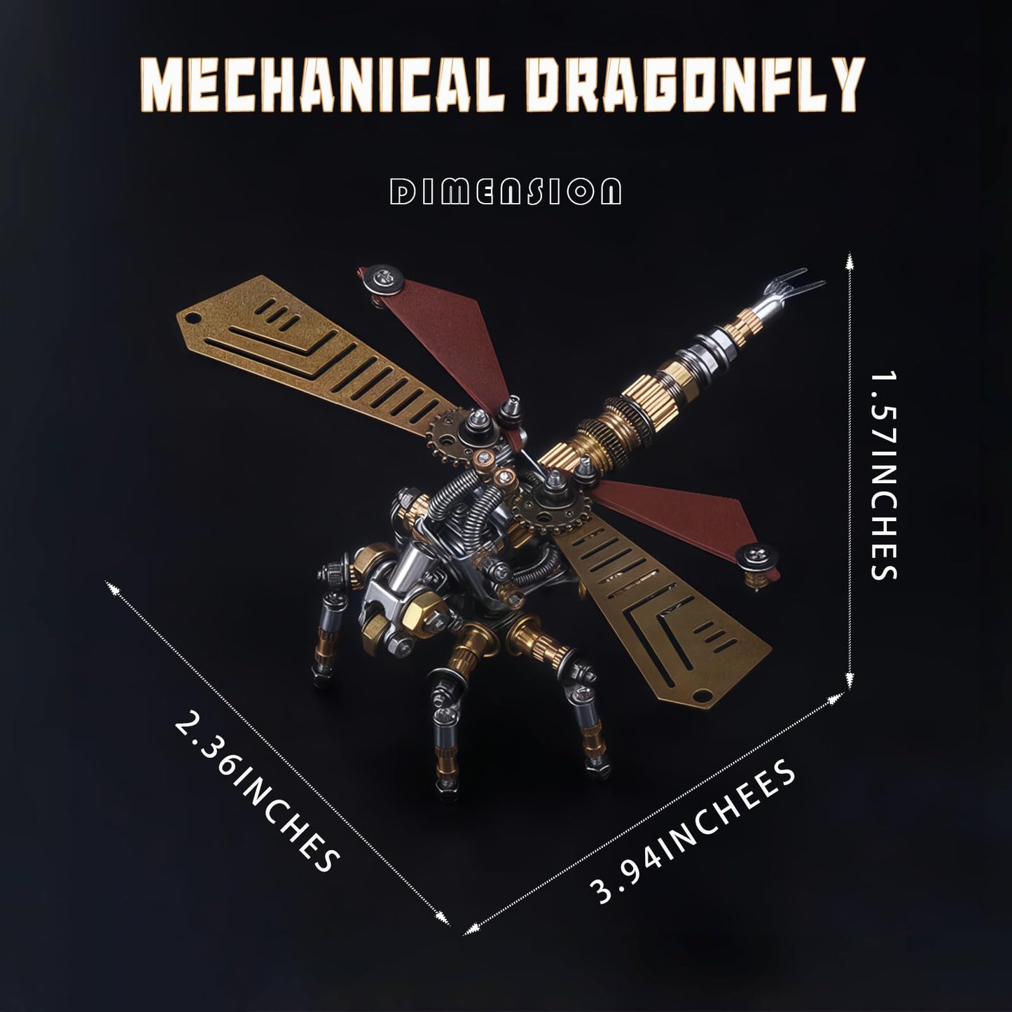 Adult 3D Metal Puzzle, Punk Insect Model Set, 3D Mechanical Insect Building Block Puzzle, Fun DIY Assembly, high-end Men's Gift. (Metal Dragonfly)