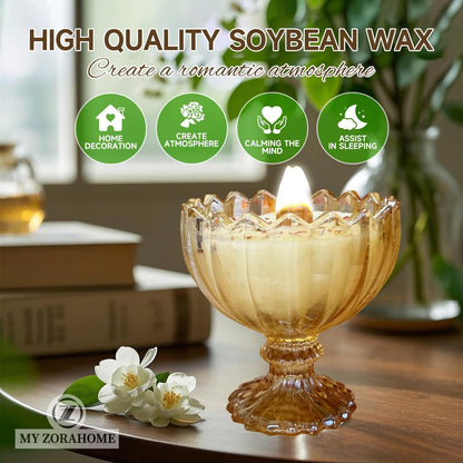 Joo Sko Jar Candy Bowl Shape Soy Wax Candle, Scented Jasmine Candles for Home Scented or As a Birthday/Holiday Candle Gift for Your Loved(7.05OZ/48Hours Burning)