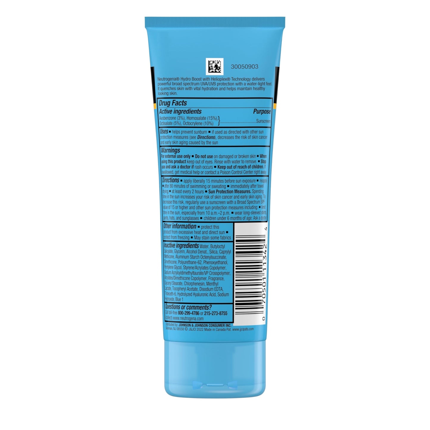 Neutrogena Hydro Boost Moisturizing Water Gel Sunscreen Lotion with Broad Spectrum SPF 50, Water-Resistant & Non-Greasy Hydrating Sunscreen Lotion, Oil-Free, 3 fl. oz