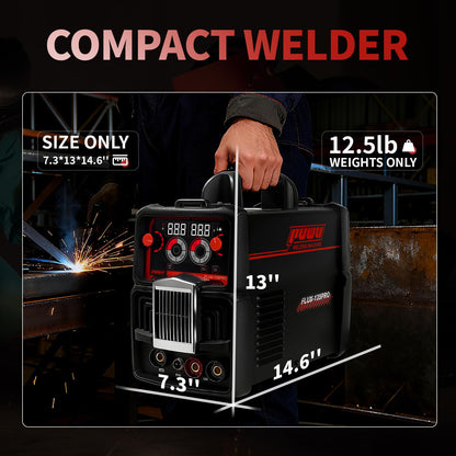 PUWU 135Amp 110V MIG Welder,Flux Core MIG/Lift TIG/Stick 3-in-1 Multiprocess Welder,IGBT Inverter Large LED Digital Display Welding Machine(BLACK)