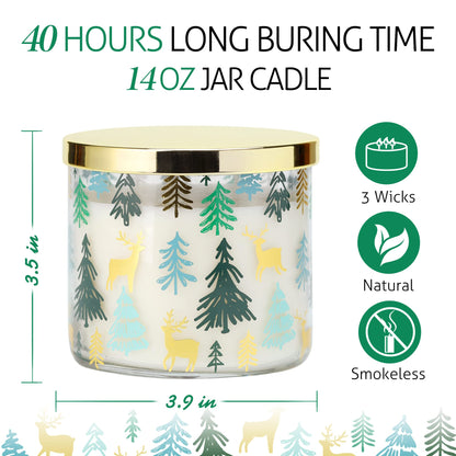 Christmas Candle, Pine Scented Candle, Christmas Tree Scented Candle, Winter Candle, Large 3 Wicks Candle, 14oz