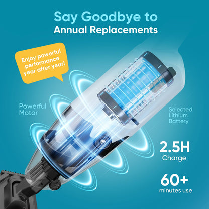 Cordless Pool Vacuum for Above Ground and Inground Pools, 18 GPM Powerful Suction Handheld Rechargeable Pool Cleaner with Versatile 4-Section Pole, 1H Runtime, Ideal for Leaves, Sand and Debris
