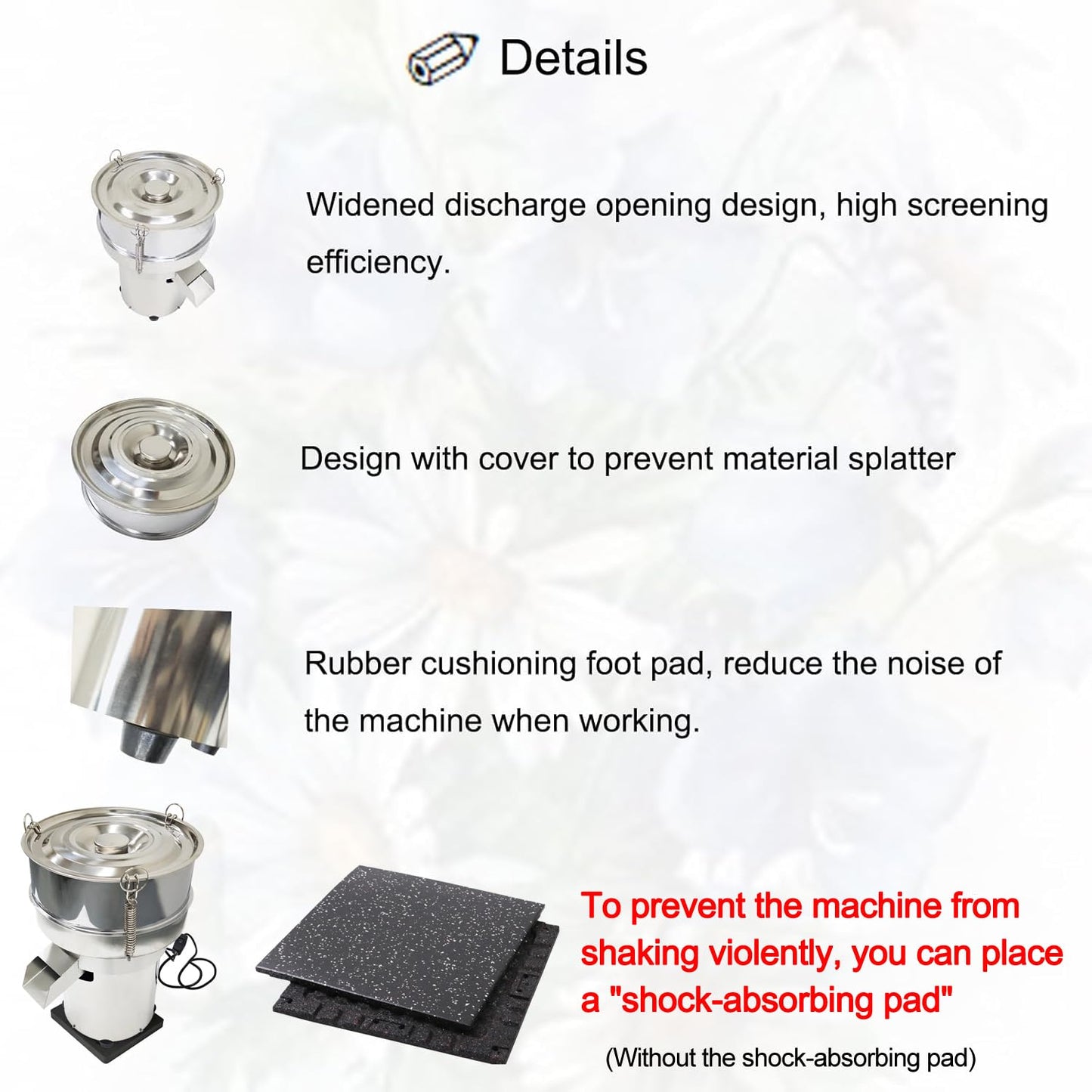 INTBUYING Automatic Powder Sifter Machine, Sieve Shaker Vibrating Machine, Electric Stainless Steel Powder Shaker, Electric Sieve Vibrating Screen with 60 Mesh Screen, 110V, 11.8 inch Diameter