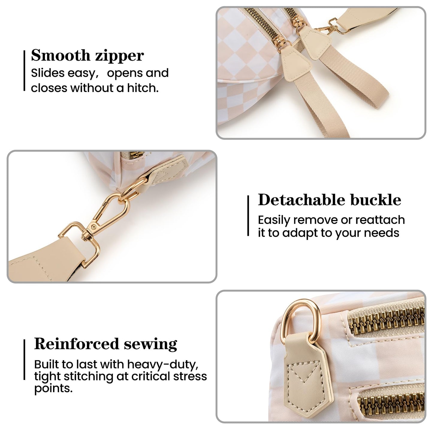 Nylon Crossbody Bags Bum Bag for Women Large Sling Bag Purse with Adjustable Strap（Black）