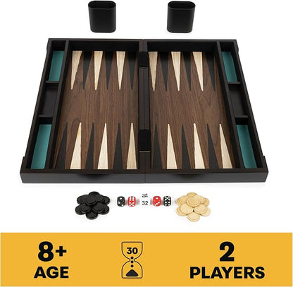 Spin Master Games Legacy Deluxe Wooden Backgammon Classic 2-Player Original Board Game Set with Cups and Dice for Kids and Adults Aged 8 and up