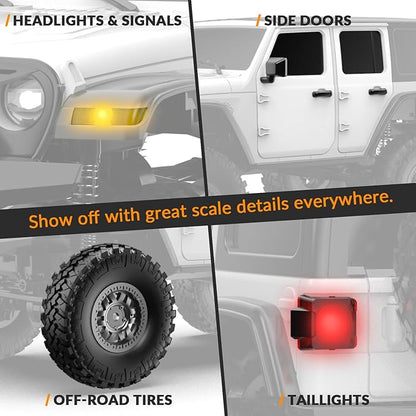 RC Crawler 1/24 RC Rock Crawler 4X4 Monster Truck Off Road Climbing Vehicles with Bright Headlight Waterproof 2.4GHz Remote Control Car RTR for AdultsAll Terrain RC Car White
