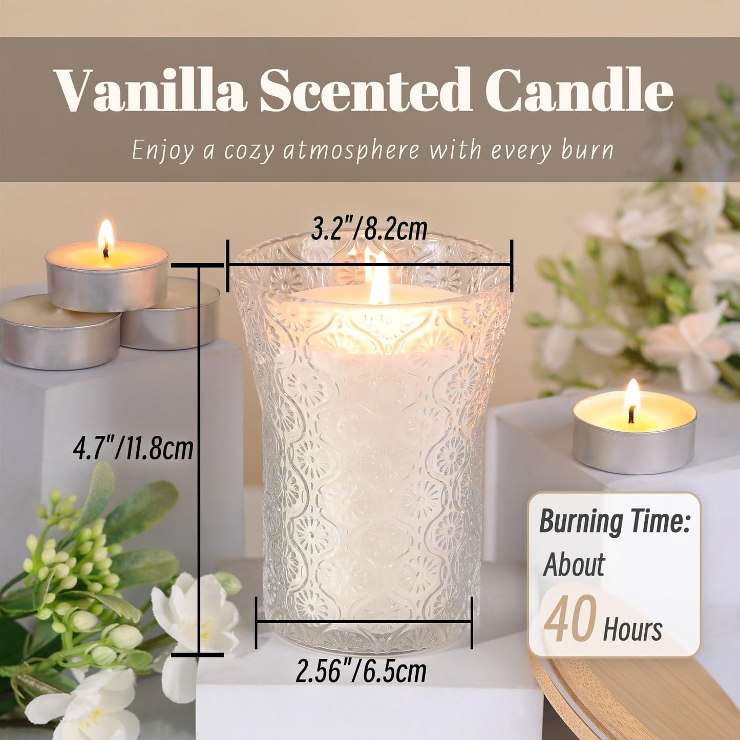 HAVITI Vanilla Sugar Scented Candle, Galentines Valentines Mother's Day Soy Jar Candles Gift for Men Women,8 OZ Aromatherapy Candles for Home Decor