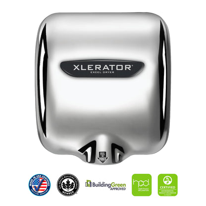 XLERATOR XL-C High-Speed, Touchless Commercial Hand Dryer, Excel Dryer, Chrome Plated Cover, Automatic Sensor, Surface Mount, 110V