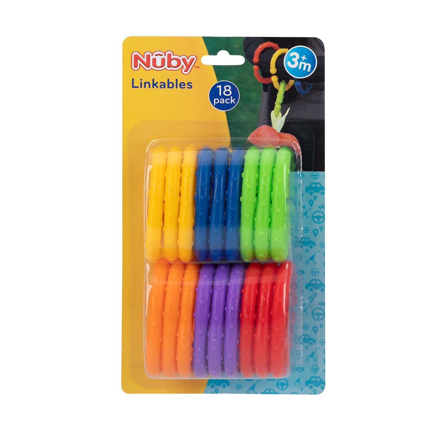 Nuby Linkables Car Seat Toy and Baby Stroller Accessories - 18-Count
