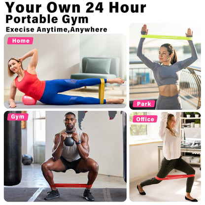 Resistance Bands for Working Out, Exercise Bands for Women & Men, Latex Elastic Bands for Yoga, Pilates, Rehab, Fitness and Home Workout, Strength Bands for Booty