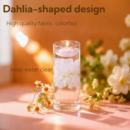 UDU 24 Pcs Floating Candles for Centerpieces and Floating Flowers for Centerpieces Artificial Flower Head for Home Birthday Wedding Party Table Decor Creamy White