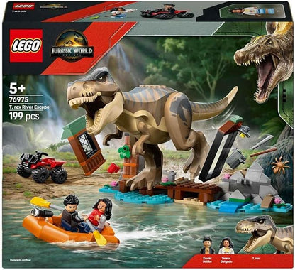 Lego 76975 Jurassic World T-Rex River Escape Toy Birthday Present Blocks Educational Boys Girls Children 5 6 7 8 Years Old Dinosaur Battle Robot