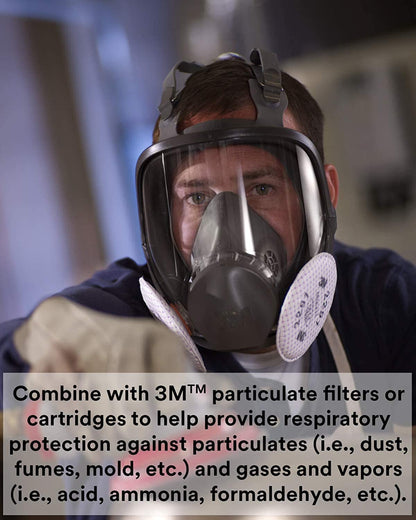 3M Safety 142-6800 Reusable Full Face Mask Respirator, Grey, Medium